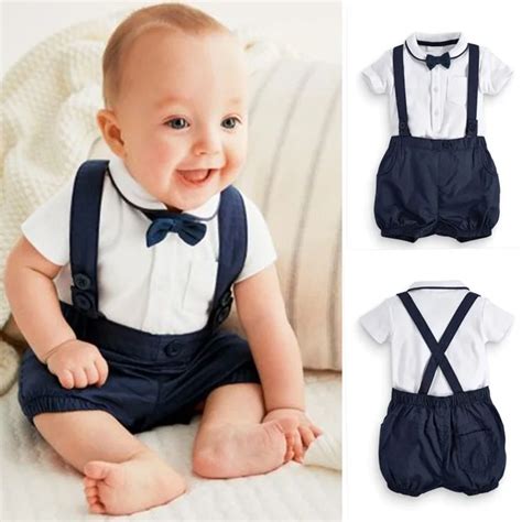 Baby Boy Romper Newborn Suspender Rompers Wedding Gentleman Suit ...