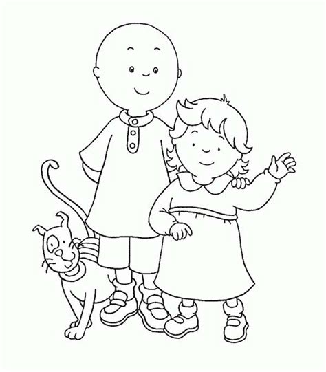 Caillou And Rosie And Their Cat Gilbert Coloring Page : Coloring Sun ...