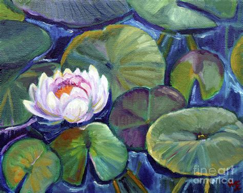 Lily Pads In Pond Study Painting by Hilary England