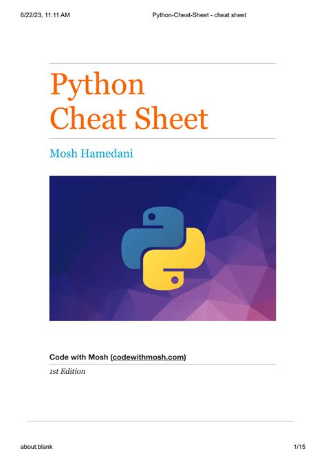 SOLUTION: Python cheat sheet cheat sheet - Studypool