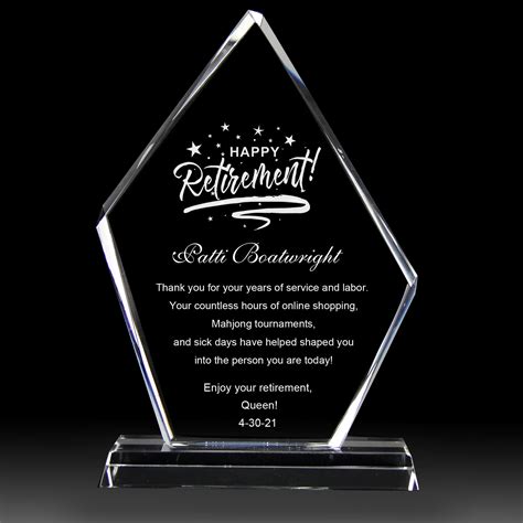 Personalized Retirement Awardcrystal Employeeretirement - Etsy