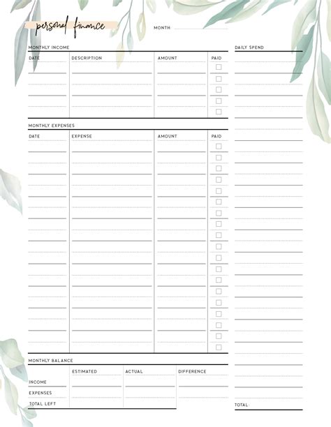 Free Printable Balance Sheet Template