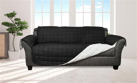 Jeremy Sherpa Reversible Waterproof Sofa Cover in Black - Walmart.com ...