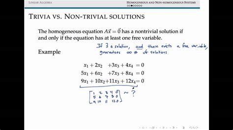 Homogeneous and Nonhomogeneous Systems of Linear Equations - YouTube