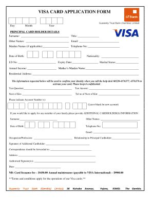 Visa Card Application Form - Fill Online, Printable, Fillable, Blank ...