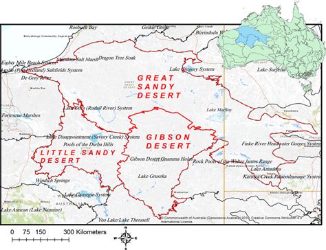 Map of the three desert bioregions (Great Sandy Desert, Little Sandy ...