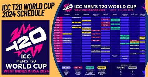 ICC T20 World Cup 2024 Schedule | ICC Cricket Men's T20 World Cup 2024 ...