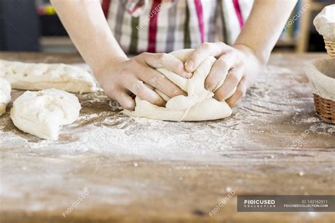 Bakers hands kneading dough — preparation, professional - Stock Photo ...