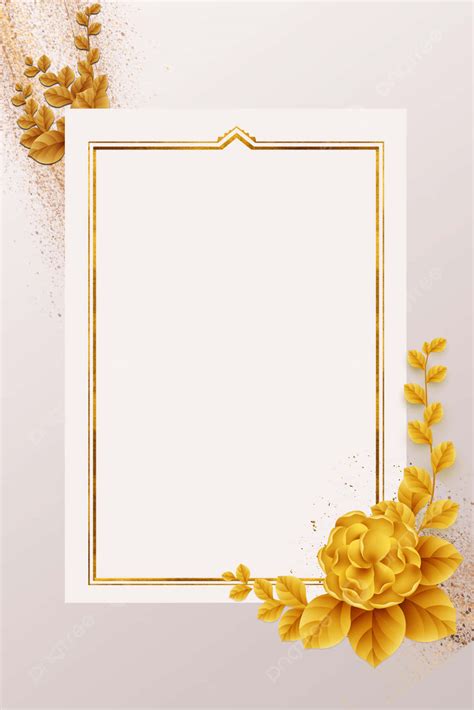 Download Gold Frame And Flowers Wedding Invitation Background ...