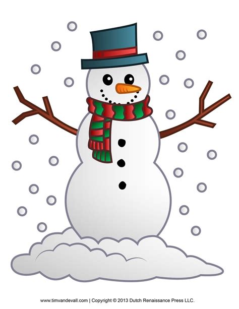 Printable snowman clipart, template & coloring pages for kids ...