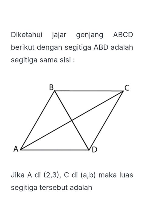 Diketahui jajar genjang ABCD berikut dengan segitiga ABD adalah ...