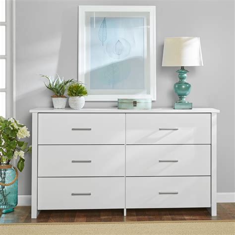 Mainstays Hillside 6-Drawer Dresser, Soft White Finish - Walmart.com ...