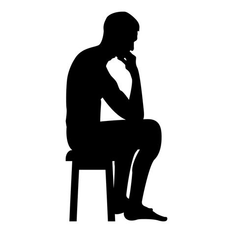 Thinking man sitting on a stool silhouette icon 5160133 Vector Art at ...