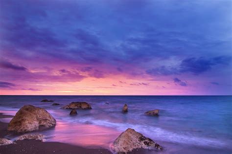 Purple Beach Sunset Wallpaper