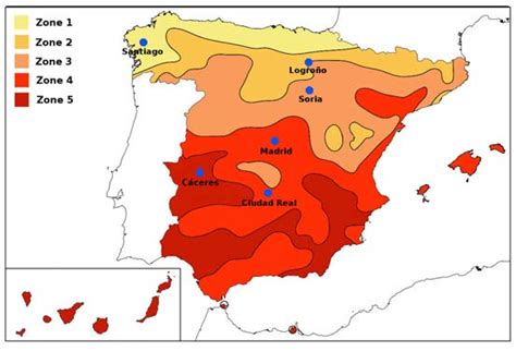 Climate zones of Spain, where the chosen cities for this analysis have ...