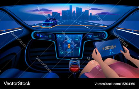 Smart car interior Royalty Free Vector Image - VectorStock