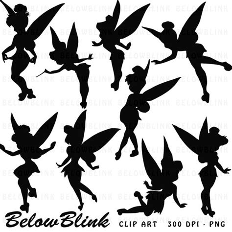 Tinkerbell Silhouette Clipart PNG Digital Scrapbooking Uso - Etsy ...