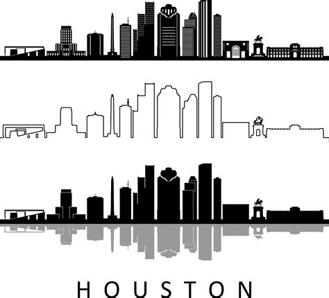 HOUSTON City SKYLINE Outline Silhouette Vector Svg Eps Jpg Png - Etsy