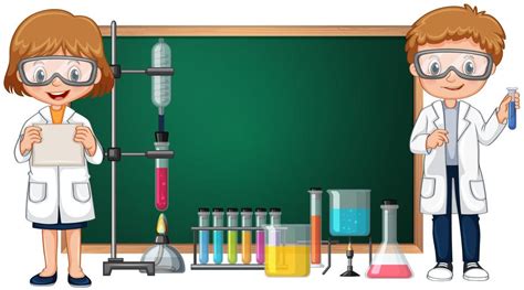 Kids doing science lab experiment with blackboard in background 446583 ...