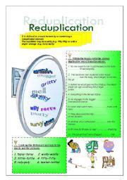 Reduplication In English - ESL worksheet by emulator