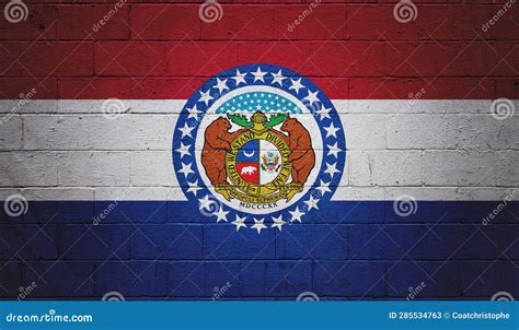 Flag of Missouri Painted on a Wall Stock Image - Image of structure ...