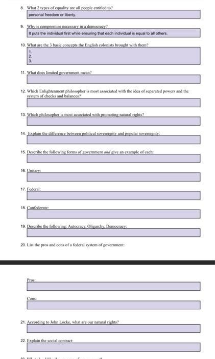 Solved 20. List the pros and cons of a federal system of | Chegg.com