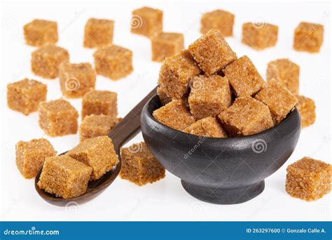 Unrefined Cubed Brown Cane Sugar Crystals - Saccharum Officinarum Stock ...