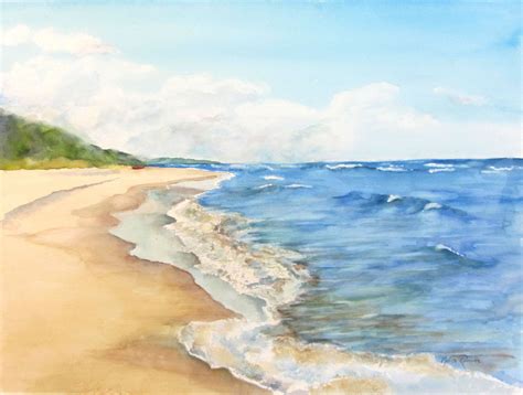 Shades Of Summer Watercolor Painting in 2020 | Beach scene painting ...