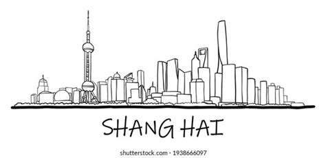 Shanghai Skyline Freehand Drawing Sketch On Stock Vector (Royalty Free ...