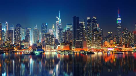 Download wallpaper 1920x1080 new york city, nightscape, high towers ...