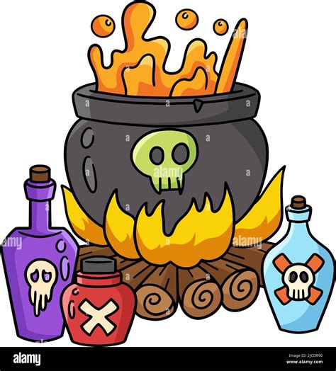 Witch Cauldron Halloween Cartoon Colored Clipart Stock Vector Image ...