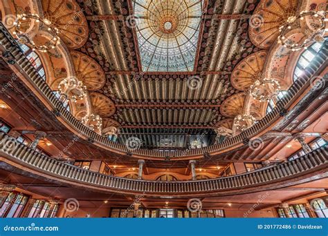 Barcelona, Spain - Feb 24, 2020: Sumptuous Mezzanine Balcony Floor with ...