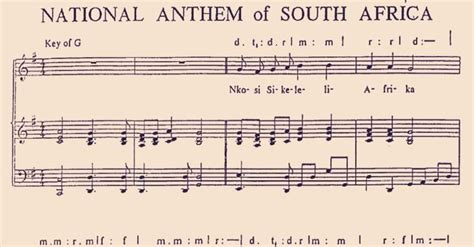 an old sheet music with the words national anthem of south africa