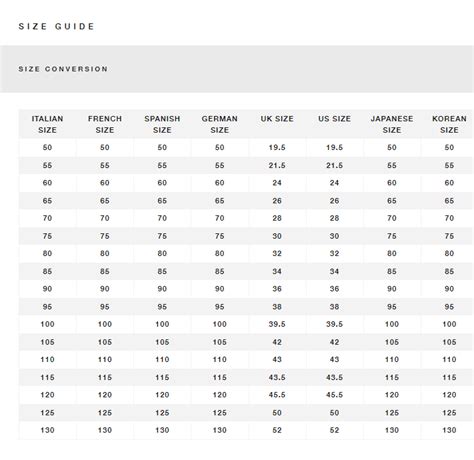 Mens Gucci Belt Size Chart | NAR Media Kit