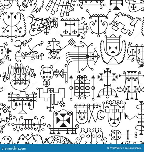 Seamless Pattern with Demon Symbols and Their Sigils. Occult Sings ...