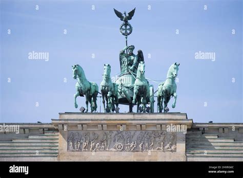 Sculpture on Napoleon with horses on the Berlin Brandenburg gate Stock ...