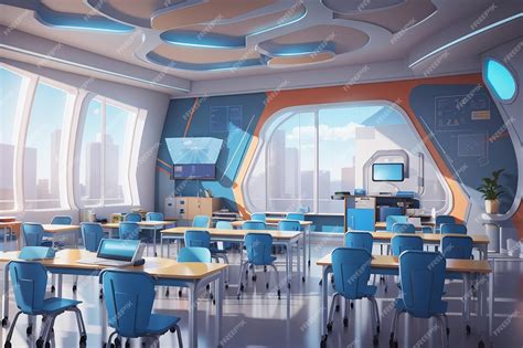 Premium AI Image | illustration futuristic school classroom