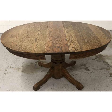 Antique Country Oak Round Pedestal Dining Table | Chairish