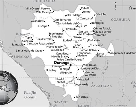 Detailed Durango Mexico Map