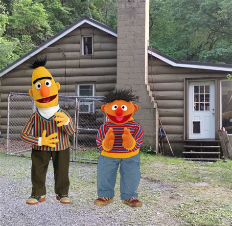 Bert and Ernie outside the cabin by JoeyHensonStudios on DeviantArt