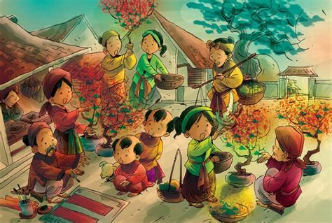 Hình vẽ, Tranh vẽ về đề tài Ngày Tết – Đón xuân sum vầy! | Disney art ...