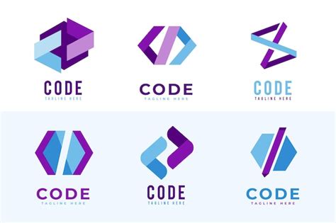 Free Vector | Flat code logo pack