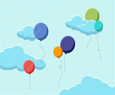 Premium Vector | Balloon flying into the sky illustration set holiday ...