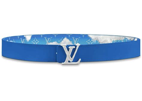 Louis Vuitton LV Shape Reversible Belt Clouds Monogram 40MM Blue in ...