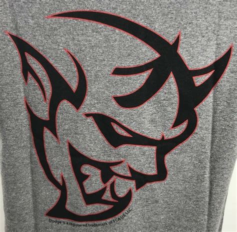 Gray T-Shirt with Red Dodge Demon Emblem / Logo