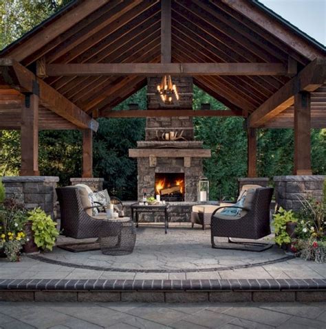 31 Cozy Gazebo Design Ideas - Homiku.com | Rustic outdoor fireplaces ...