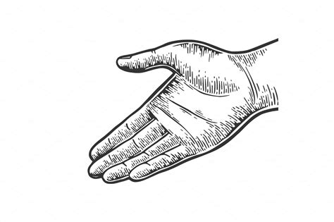 Open hand palm gesture engraving | Illustrations ~ Creative Market