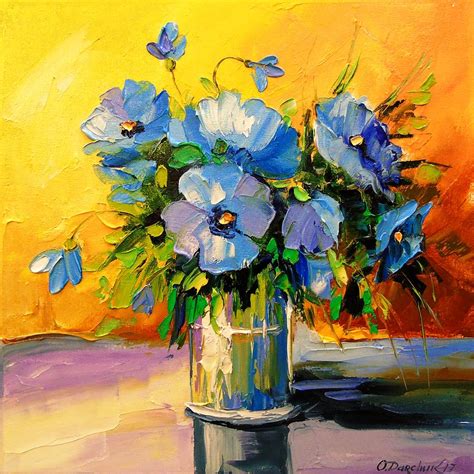 Bouquet of blue flowers Painting by Olha Darchuk | Pixels