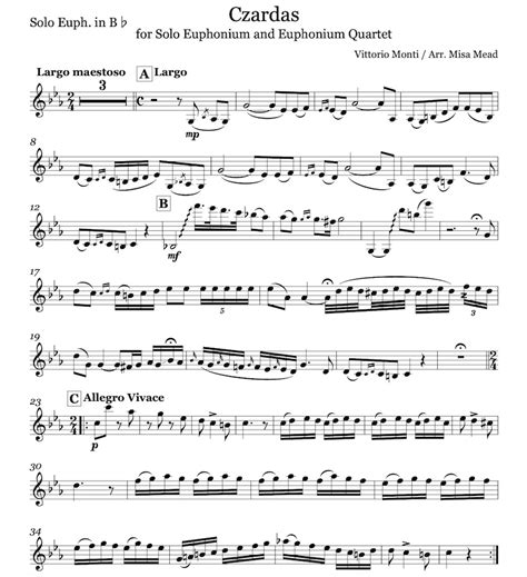 Czardas - Monti Arr. Misa Mead - for Solo Euphonium and Euphonium ...