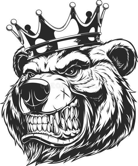 Ferocious Bear with Crown Stock Vector